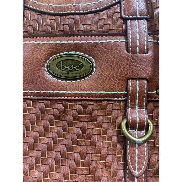 b.o.c Born Concept Brown Woven Faux Leather Tote Handbag Shoulder Bag Purse - Picture 2 of 8